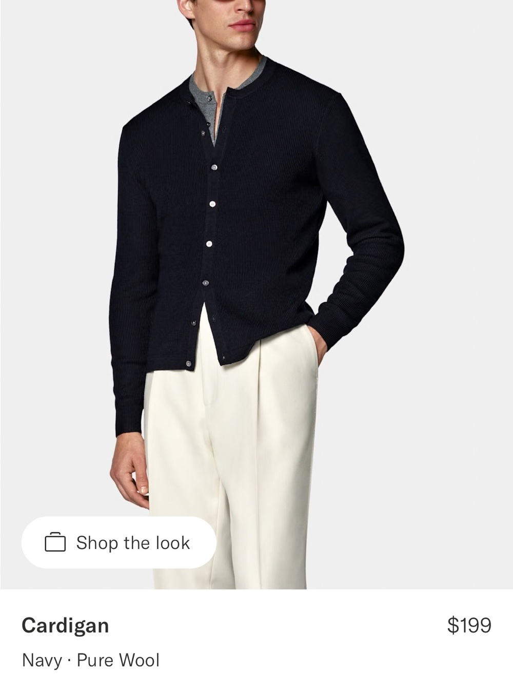 Suitsupply Black Ribbed Button-Front Cardigan